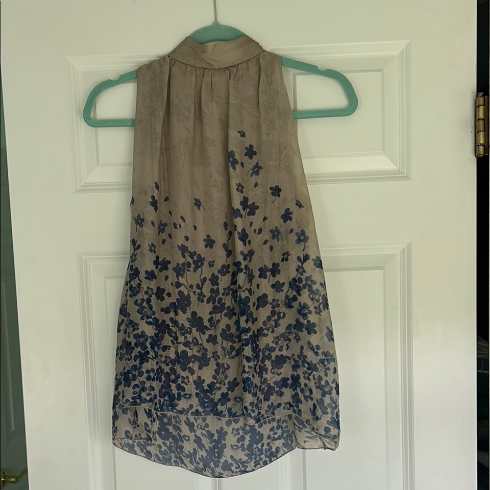 Silk Sleeveless Floral Halter Top